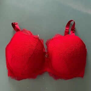 Cacique Red Lace Bra Lingerie Valentines Day Plus size Like New Boost Balconette